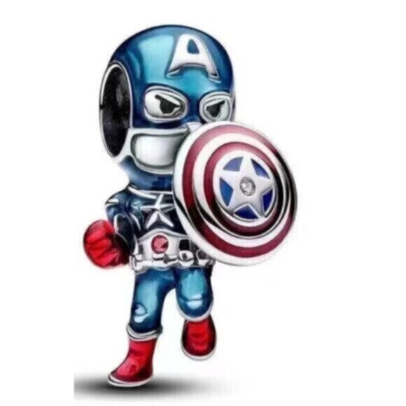 Marvel The Avengers Captain America Charm,Charms fit Pandora Bracelet Necklaces - Picture 1 of 5